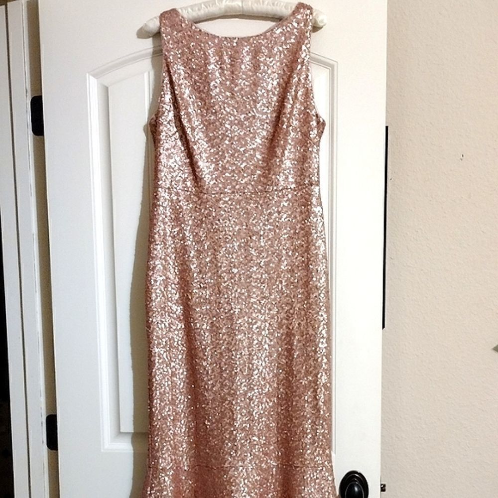 Gianni Bini New Size 12 Juliet Pink Sequin Sleeveless Maxi Flare Dress - Picture 8 of 10